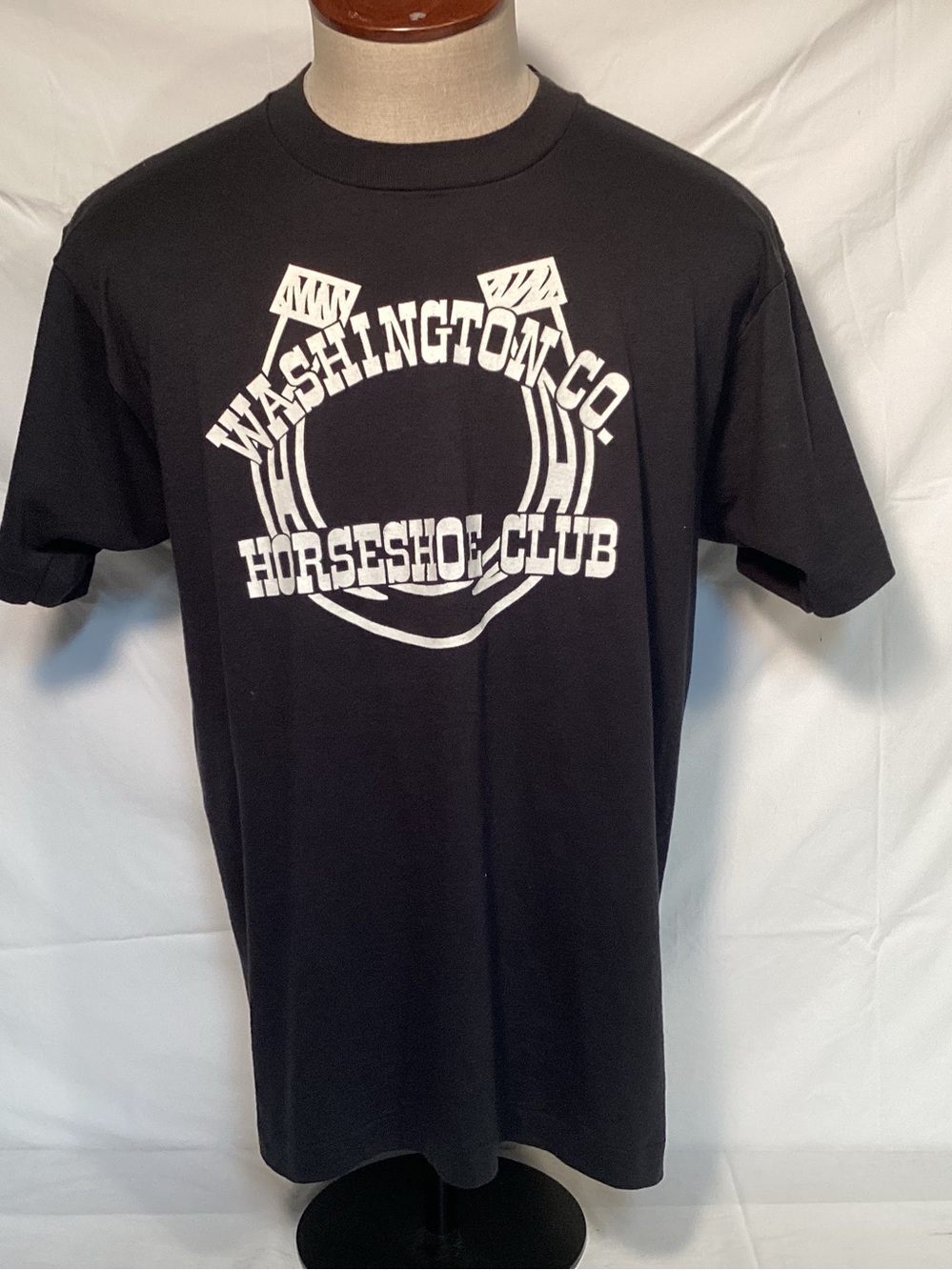Vintage Washington Co Horseshoe Club Black Graphic Single Stitch Tee Men’s XL